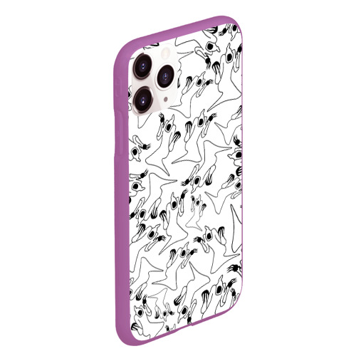 Чехол для iPhone 11 Pro Max матовый Kizaru haunted ghost паттерн чёрно белый, цвет фиолетовый - фото 3