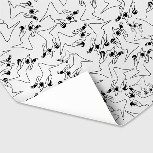 Бумага для упаковки 3D Kizaru haunted ghost паттерн чёрно белый - фото 3