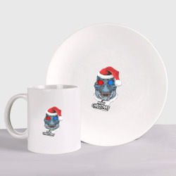 Набор: тарелка + кружка Динозавр | Merry Christmas