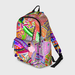 Рюкзак 3D Разноцветные яркие рыбки на абстрактном цветном фоне