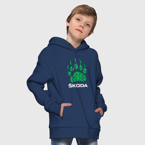 Детское худи Oversize хлопок Skoda Шкода хищник, цвет темно-синий - фото 9