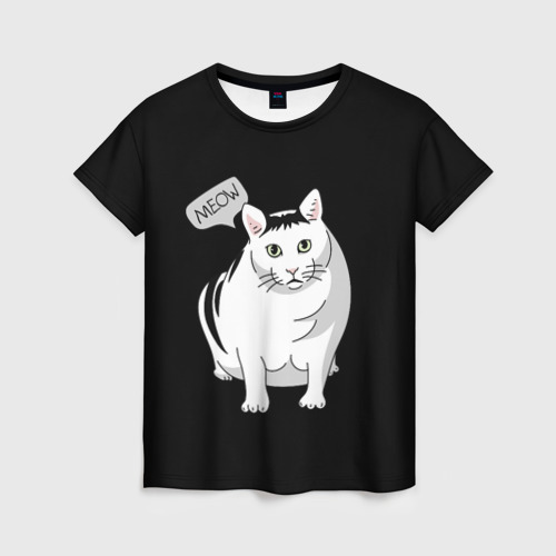 Женская футболка с принтом Кот Бендер мем, вид спереди №1
