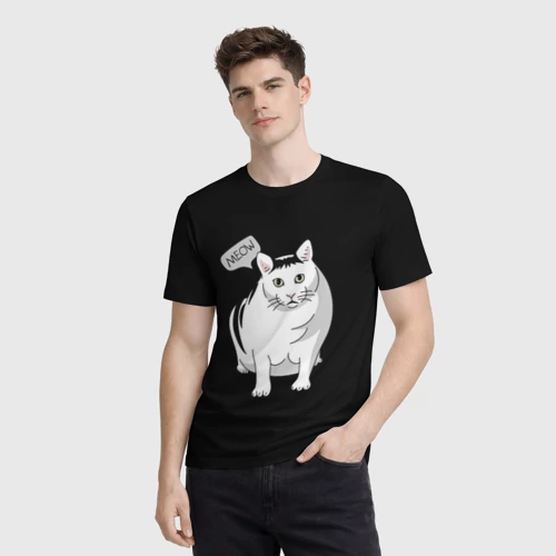 Мужская футболка 3D с принтом Кот Бендер мем, фото на моделе #1