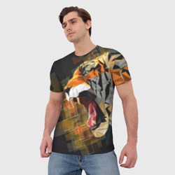 Мужская футболка 3D Тигр в гневе - фото 2