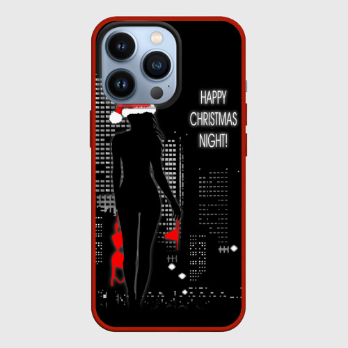 Чехол для iPhone 13 Pro Happy Christmas night girl, цвет красный