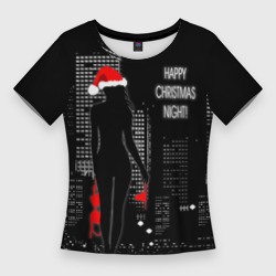 Женская футболка 3D Slim Happy Christmas night girl