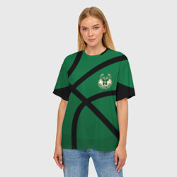 Женская футболка oversize 3D Милуоки Бакс Milwaukee Bucks - фото 2