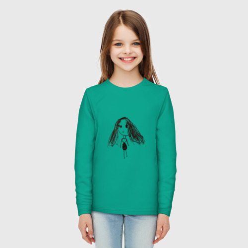 Детский лонгслив хлопок Прикольная девочка, цвет зеленый - фото 5