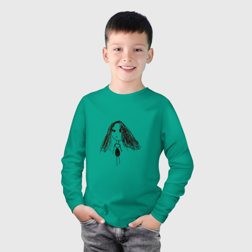 Детский лонгслив хлопок Прикольная девочка, цвет зеленый - фото 3