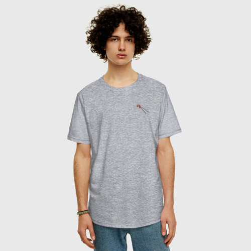 Мужская футболка хлопок Oversize с принтом Палочки с щупальцем, фото на моделе #1