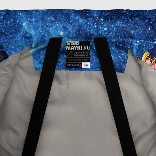 Зимняя куртка для мальчиков 3D Санта хипстер в очках на ракете в космосе с планетами, цвет светло-серый - фото 7