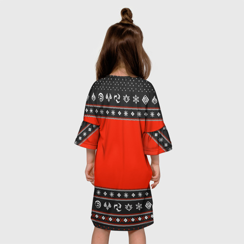 Детское платье 3D с принтом ЧИБИ ДИЛЮК | НОВОГОДНИЙ, вид сзади #2