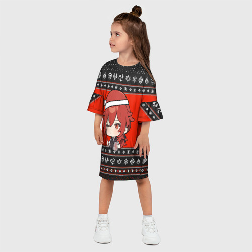 Детское платье 3D с принтом ЧИБИ ДИЛЮК | НОВОГОДНИЙ, фото на моделе #1