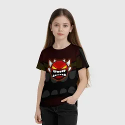 Детская футболка 3D Geometry Dash purple demon face - фото 2