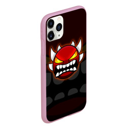 Чехол для iPhone 11 Pro Max матовый Geometry Dash purple demon face - фото 2