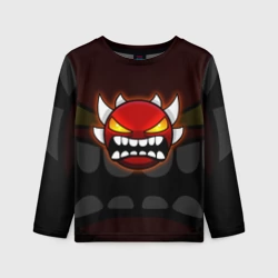 Детский лонгслив 3D Geometry Dash purple demon face