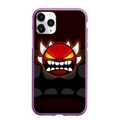 Чехол для iPhone 11 Pro Max матовый Geometry Dash purple demon face