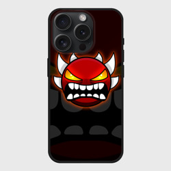 Чехол силиконовый для Apple iPhone 15 Pro матовый Geometry Dash purple demon face
