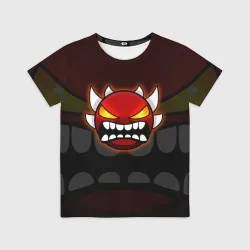 Детская футболка 3D Geometry Dash purple demon face