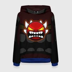 Женская толстовка 3D Geometry Dash purple demon face