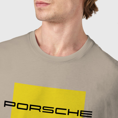 Мужская футболка хлопок Porsche Carrera 4S motorsport, цвет миндальный - фото 6