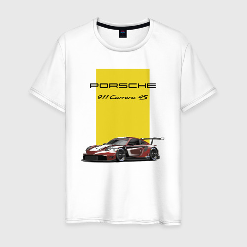 Мужская футболка хлопок Porsche Carrera 4S motorsport, цвет белый