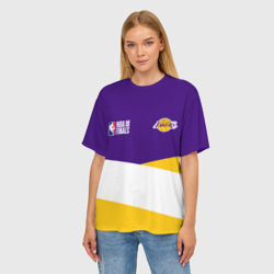 Женская футболка oversize 3D Los Angeles Lakers, Лос-Анджелес Лейкерс - фото 2