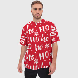 Мужская футболка oversize 3D Ho Ho Ho и снежинки, новогодний - фото 2