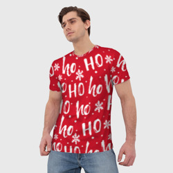 Мужская футболка 3D Ho Ho Ho и снежинки, новогодний - фото 2