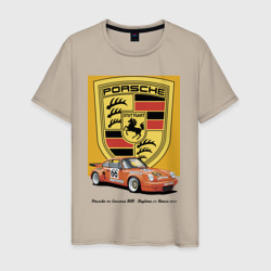 Мужская футболка хлопок Porsche 911 Carrera RSR - Daytona 24 Hours 1973