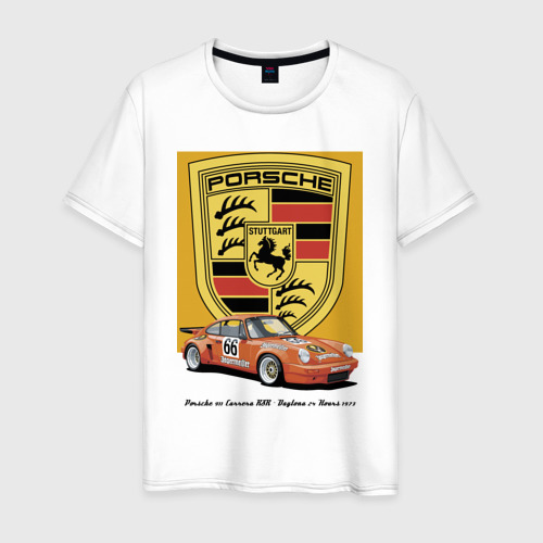 Мужская футболка хлопок Porsche 911 Carrera RSR - Daytona 24 Hours 1973