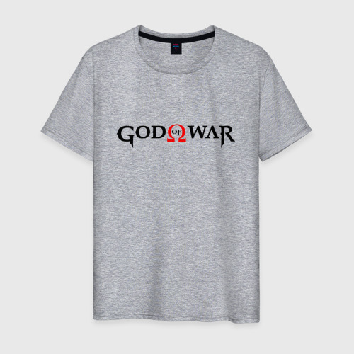 Мужская футболка хлопок GOD OF WAR LOGO BLACK RED, цвет меланж
