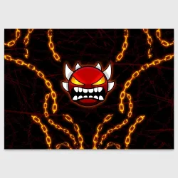 Поздравительная открытка Geometry Dash демон в цепях огонь