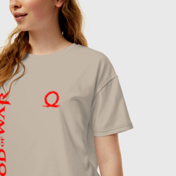 Женская футболка хлопок Oversize God of war logo red - фото 2