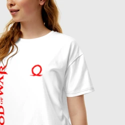 Женская футболка хлопок Oversize God of war logo red - фото 2