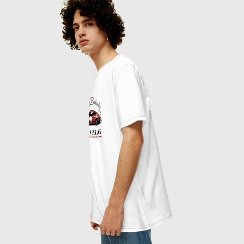 Мужская футболка хлопок Oversize с принтом Porsche Lucky Bastardz, вид сбоку #3