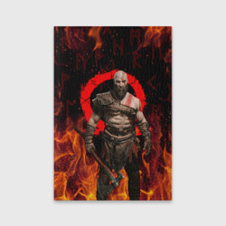 Обложка для паспорта матовая кожа God of war Рагнарёк, Кратос в огне