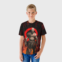 Детская футболка 3D God of war Рагнарёк, Кратос в огне - фото 2