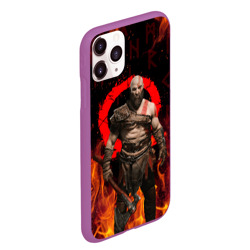 Чехол для iPhone 11 Pro Max матовый God of war Рагнарёк, Кратос в огне - фото 2