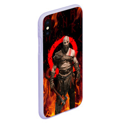 Чехол для iPhone XS Max матовый God of war Рагнарёк, Кратос в огне - фото 2