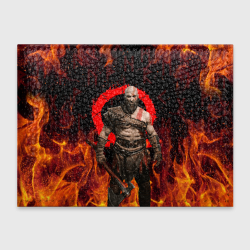 Обложка для студенческого билета God of war Рагнарёк, Кратос в огне, цвет оранжевый