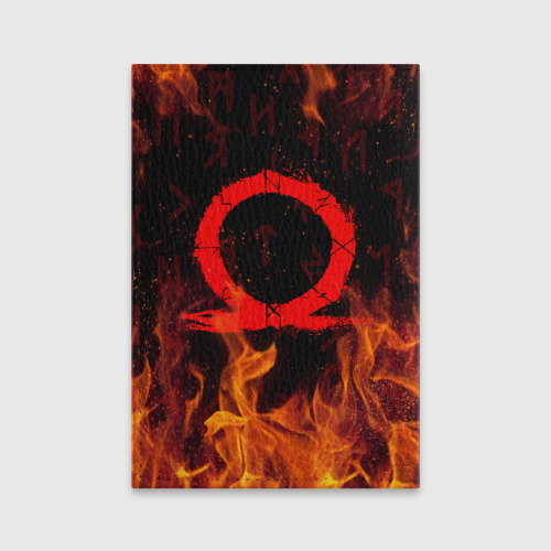 Обложка для паспорта матовая кожа God of war Рагнарёк, Кратос в огне, цвет голубой - фото 2