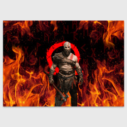 Поздравительная открытка God of war Рагнарёк, Кратос в огне