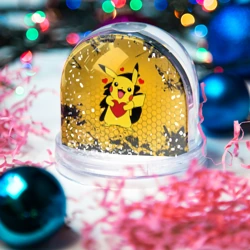 Игрушка Снежный шар Покемоны, Пикачу держит сердце - фото 2