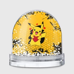 Игрушка Снежный шар Покемоны, Пикачу держит сердце