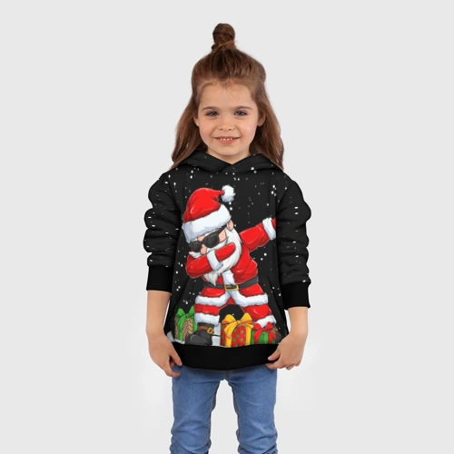 Детская толстовка 3D с принтом Santa, dab, вид сбоку #3
