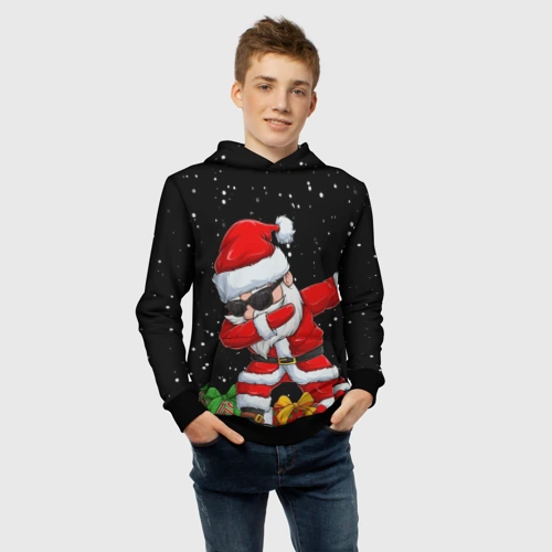 Детская толстовка 3D с принтом Santa, dab, фото #4