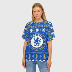 Женская футболка oversize 3D Chelsea, Челси новогодний - фото 2