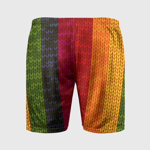 Мужские шорты спортивные с принтом Вязаная радуга, вид сзади #1