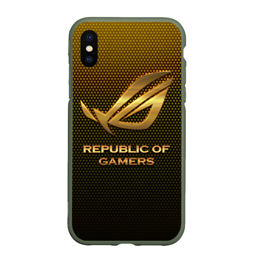 Чехол для iPhone XS Max матовый Republic of gamers, ROG Gaming, цвет темно-зеленый